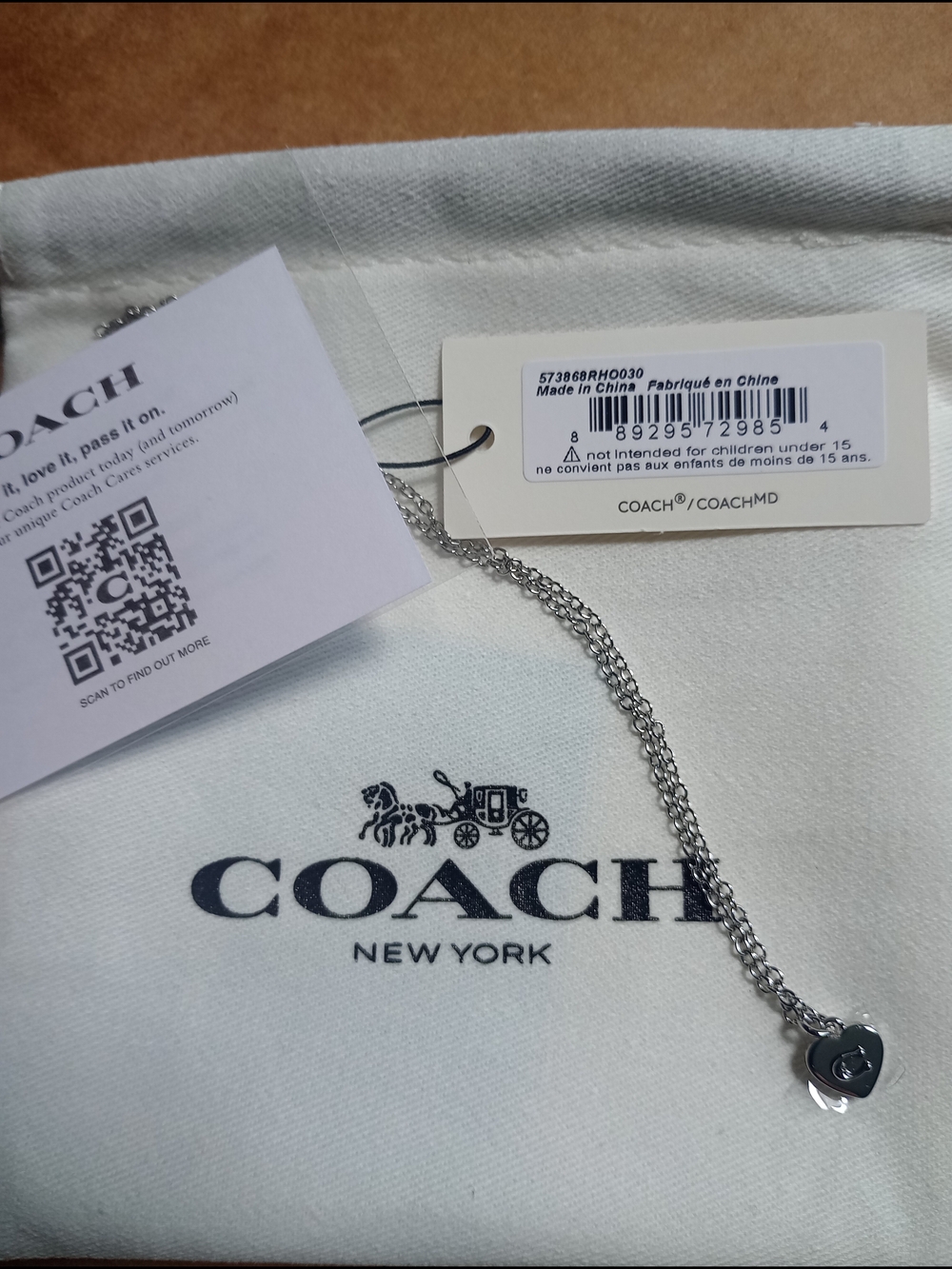 Coach Silver Heart Pendant Necklace - Silver